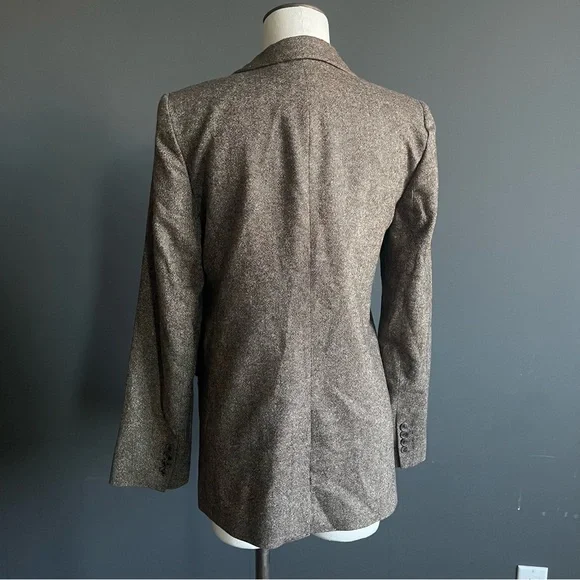Banana Republic Brown Tweed Wool Blend Blazer Jacket Tailored Size 0 - Picture 5 of 9
